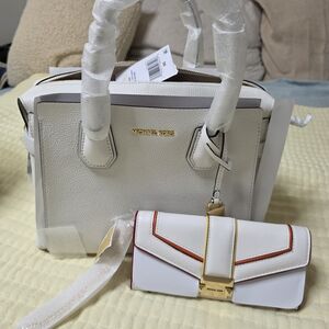 Michael Kors Medium Mercer Handbag and Large Whitney Rainbow Chain Wallet